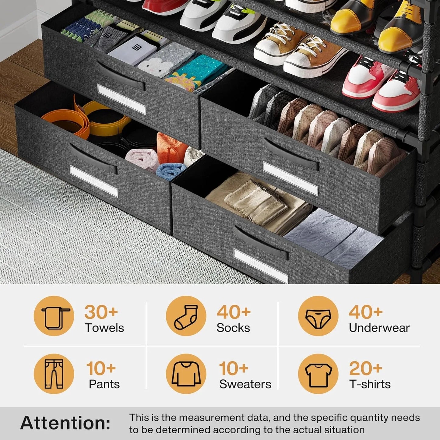 4-Bin Vertical Bookshelf Shoe Rack with Clothes Rack