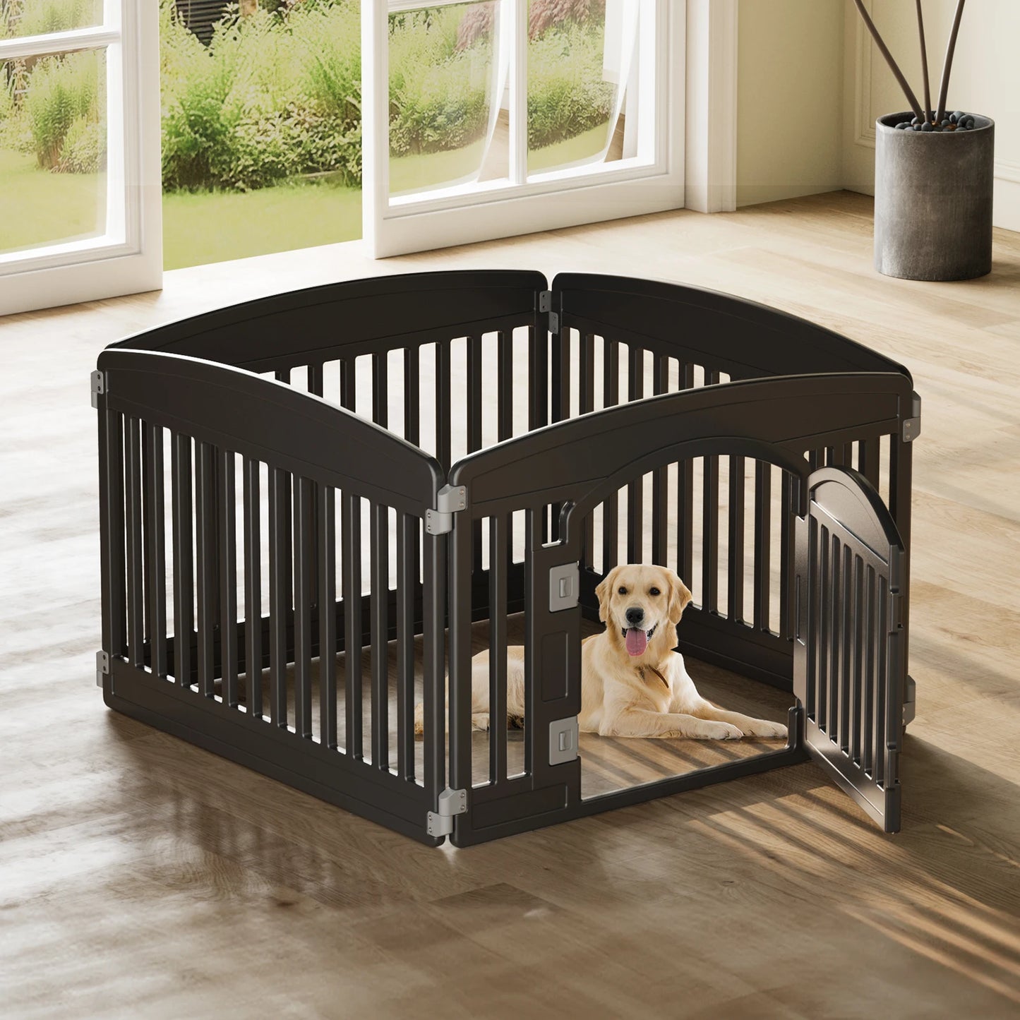 6-Panel Plastic Dog Playpen – 24-Inch Expandable, Durable Pet Fence