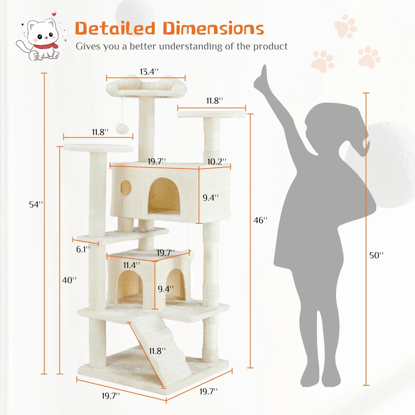 Cat Tower – Multi-Level Indoor Play Tree with Scratching Posts & Plush Kitty Condo