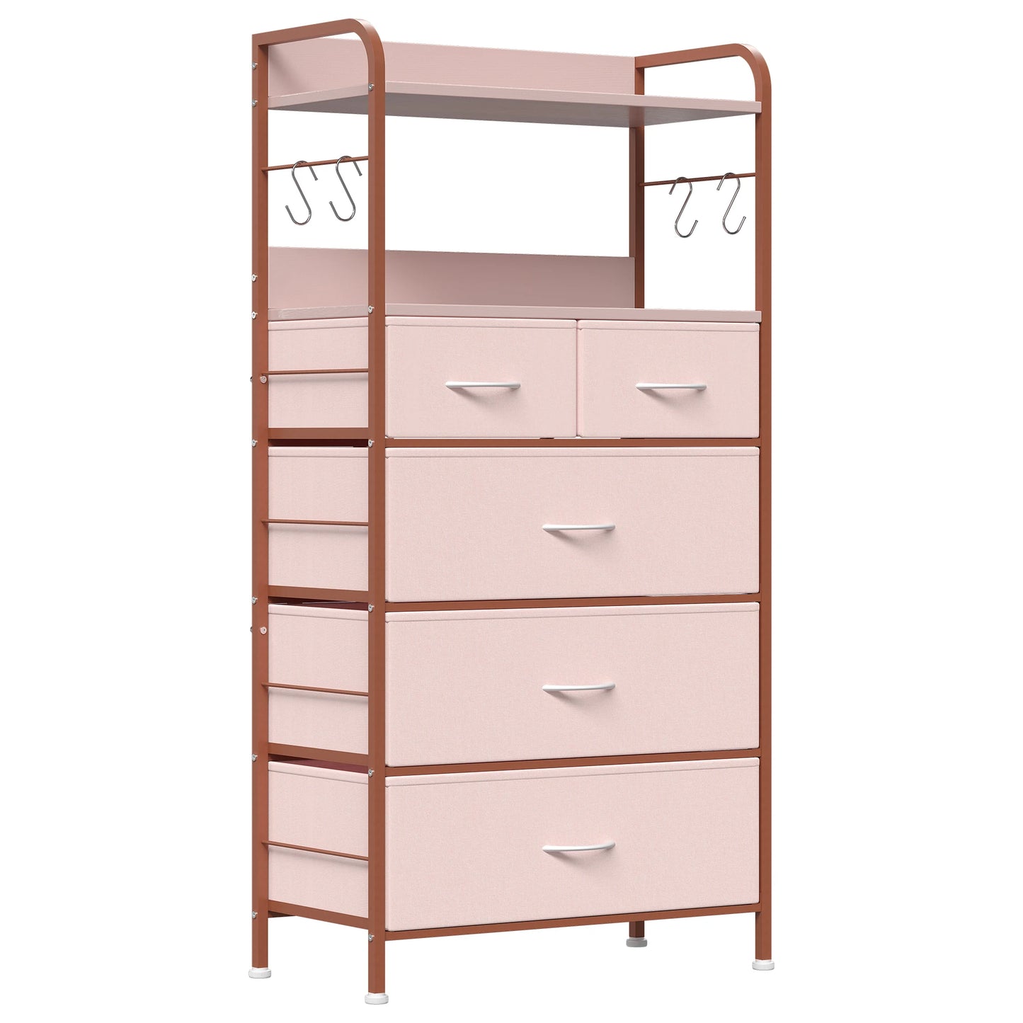 Bedroom Dresser with Shelves – Sturdy Steel Frame Wood Top