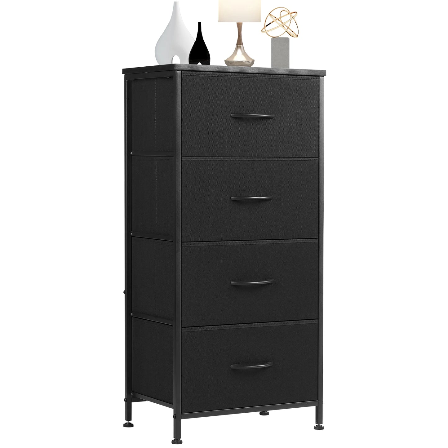 JHK 4-Drawer Fabric Nightstand with Steel Frame