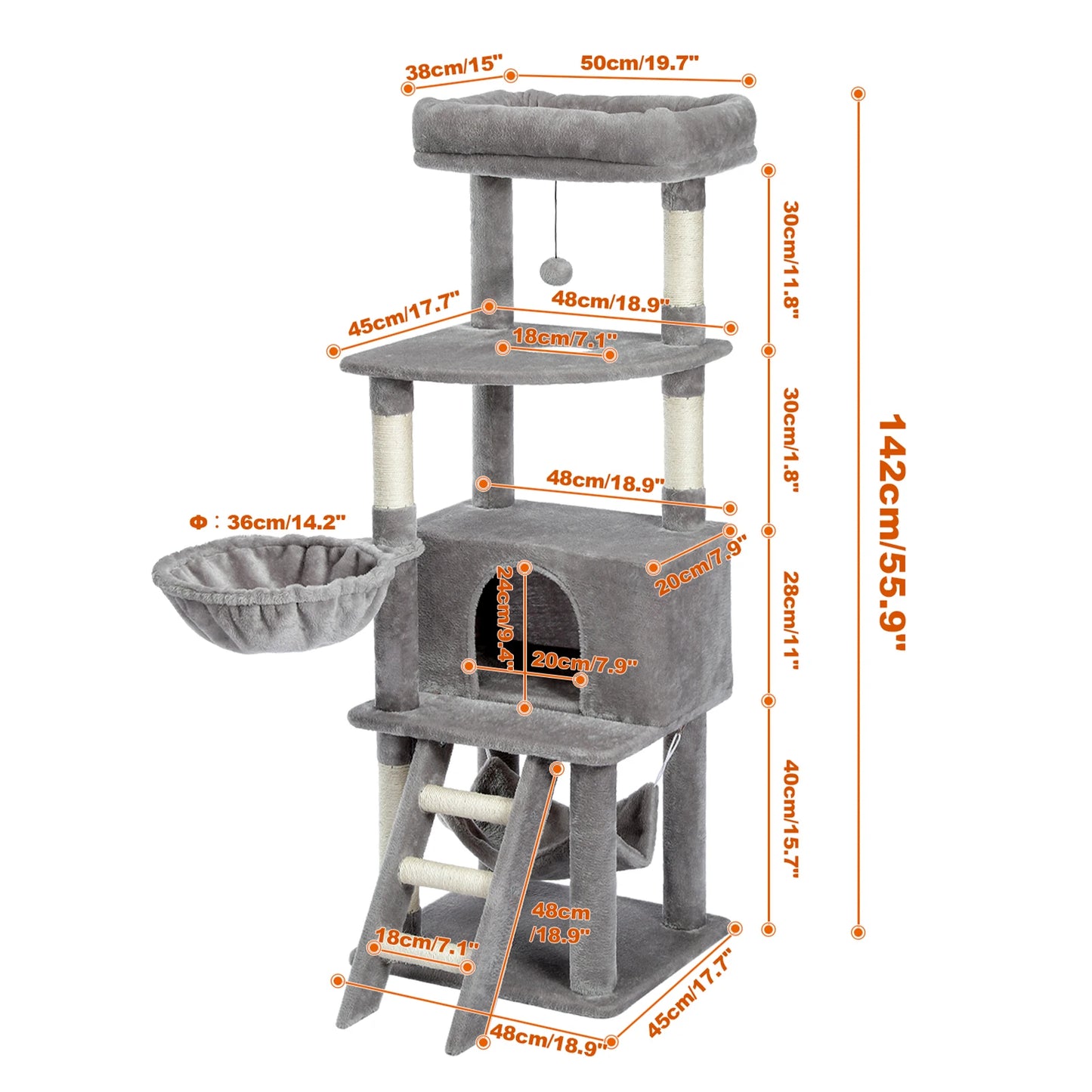 Multi-Level Indoor Climbing Furniture with Scratching Post and Cozy Condo