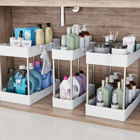 Under Sink Organizer Countertop Storage Racks for Bathroom, Kitchen