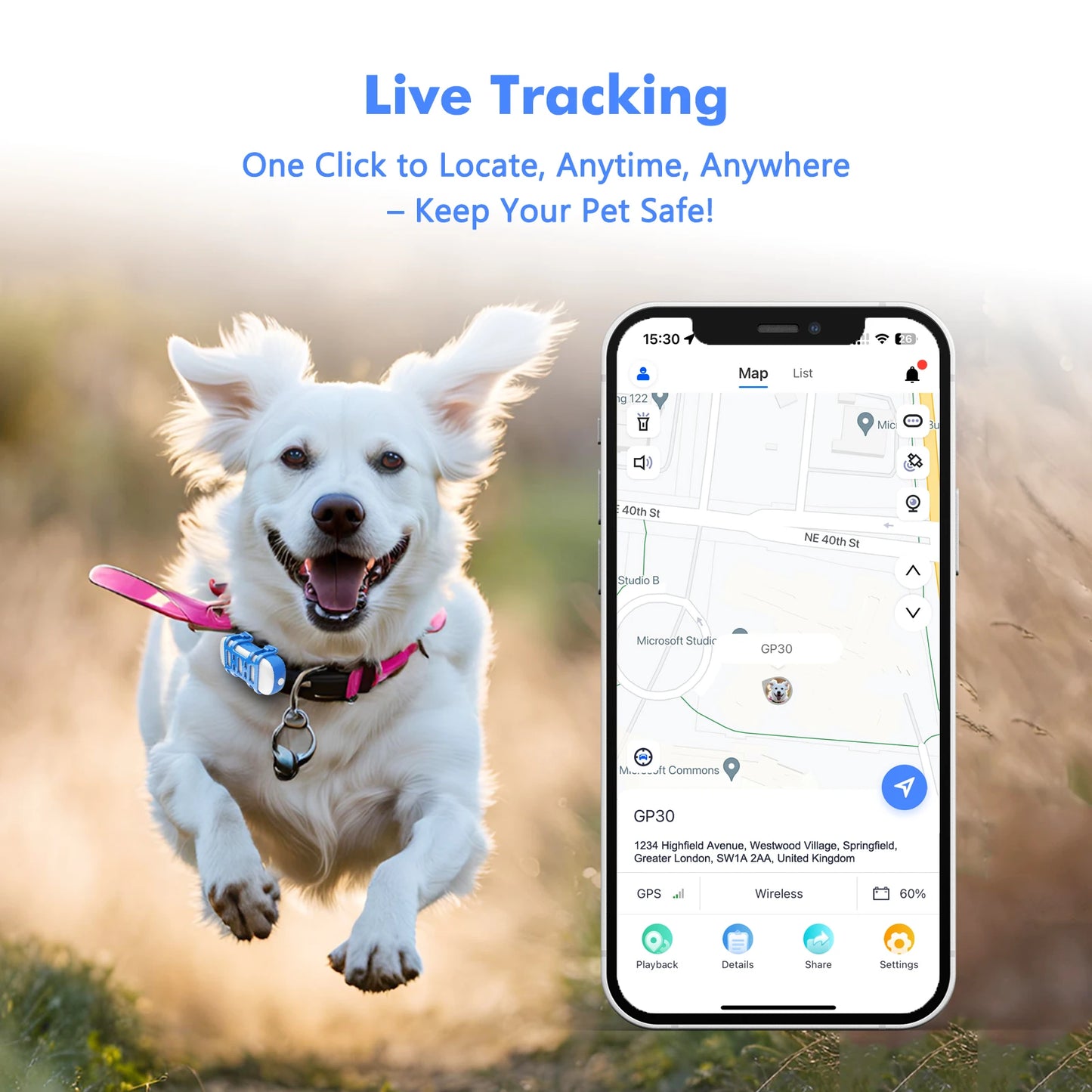 ‌4G Pet GPS Locator Tracker Waterproof Light/Sound Search