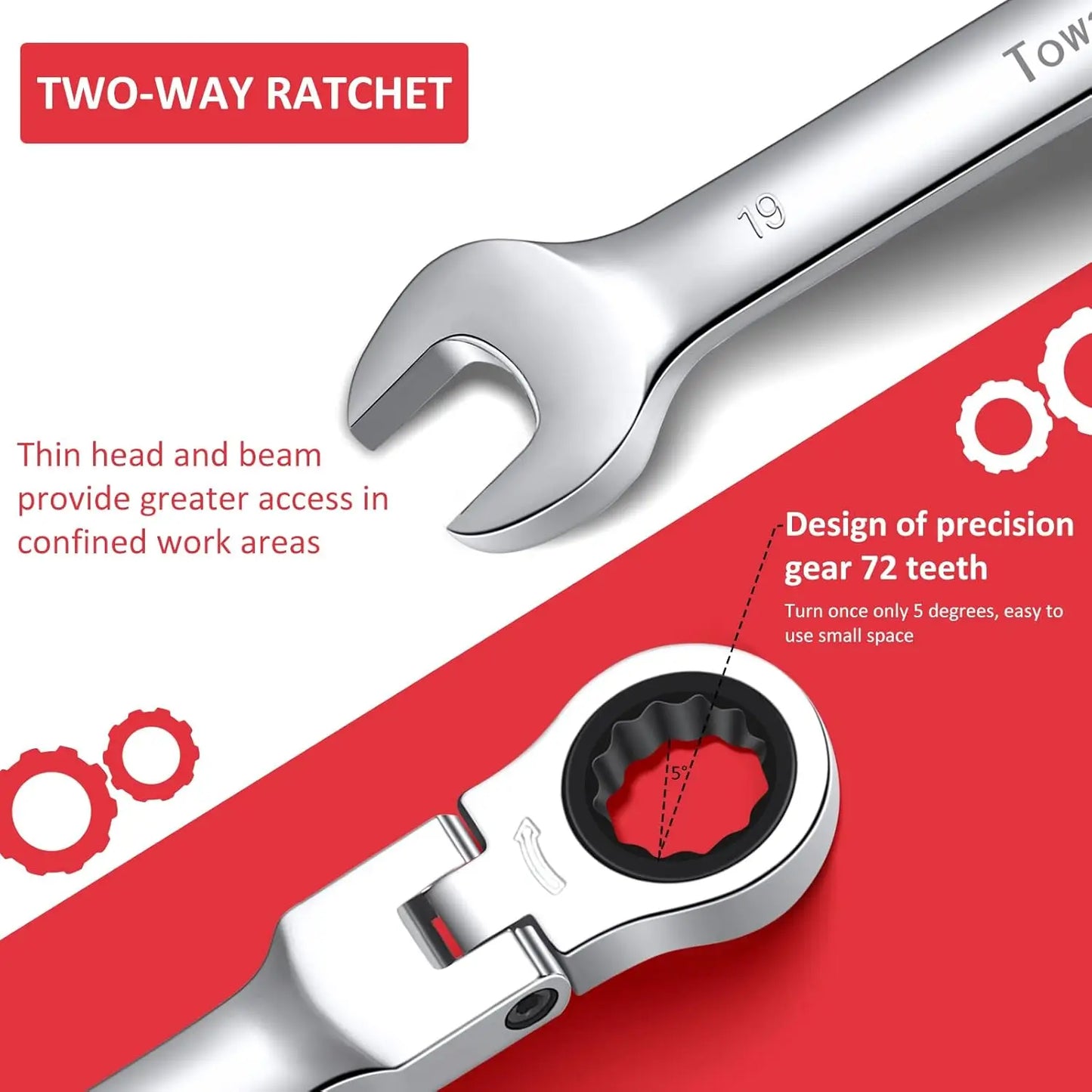 12-Piece Metric Flex-Head Ratcheting Wrench Set with Storage Bag