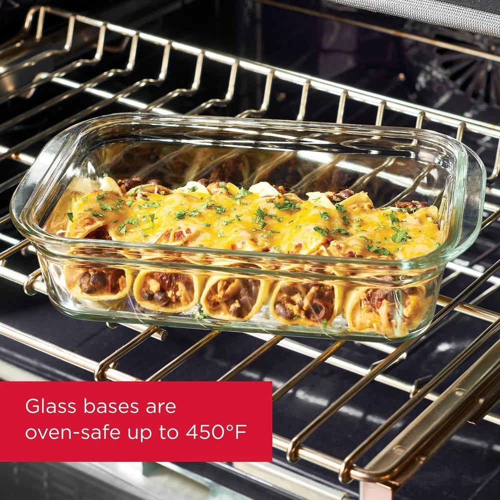 Airtight Leak-Proof Glass Food Storage Containers – Set of 2, Microwave & Oven Safe