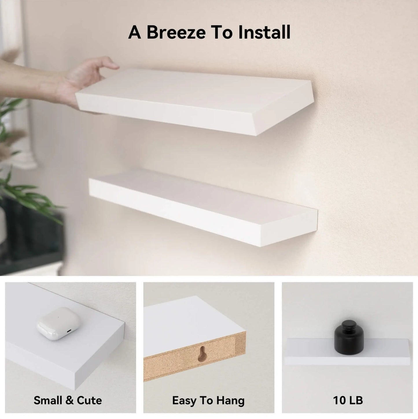 White Floating Wall Shelves – Modern Wall-Mounted Display Shelves