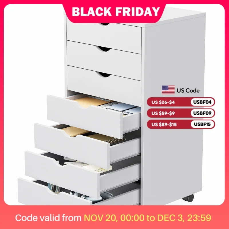 JHK 7-Drawer Rolling Storage Cabinet with Wheels