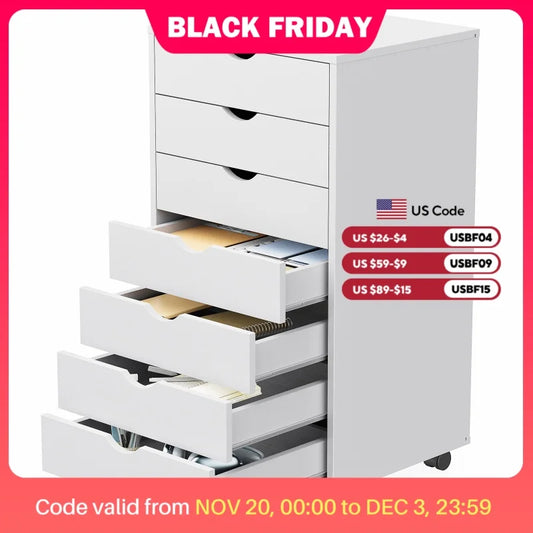 JHK 7-Drawer Rolling Storage Cabinet with Wheels